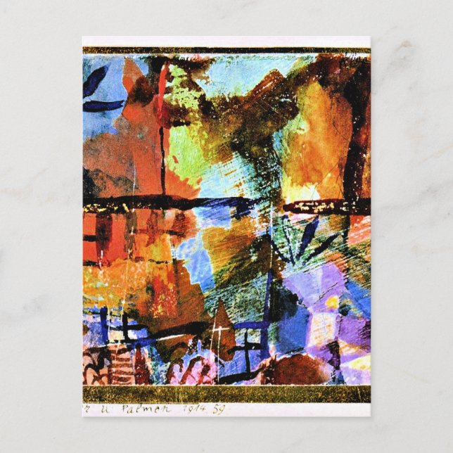 Postal Klee - Casas y palmeras (Anverso)