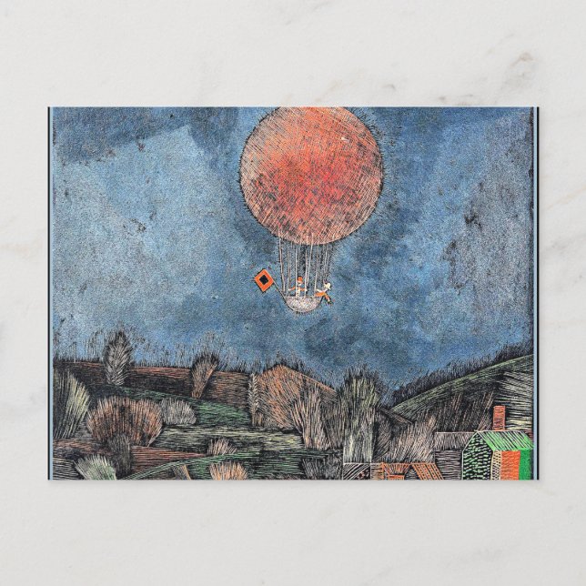 Postal Klee - Der Luftballoon, arte abstracto (Anverso)