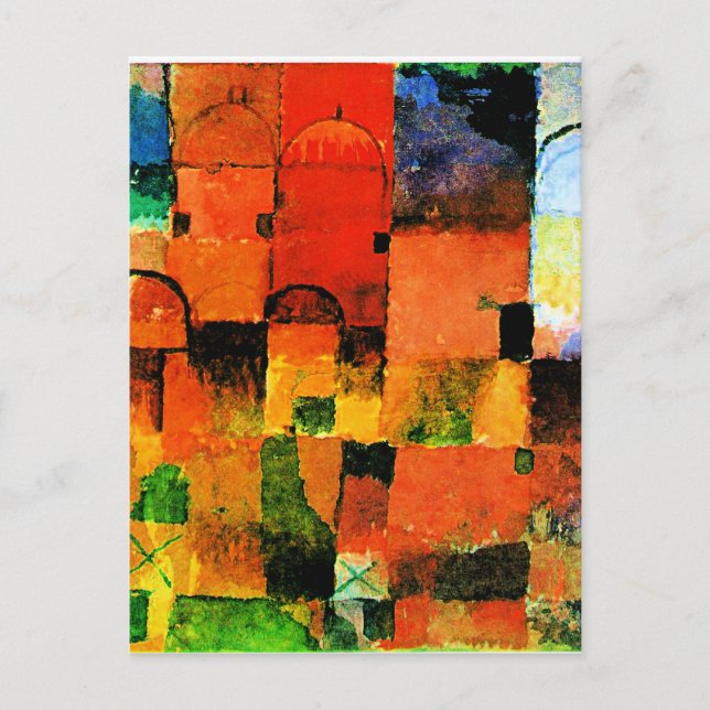 Postal Klee - Domos rojo y blanco, (Anverso)