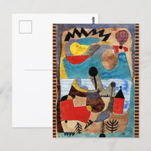 Postal Klee - El paisaje del castillo con el rayo negro