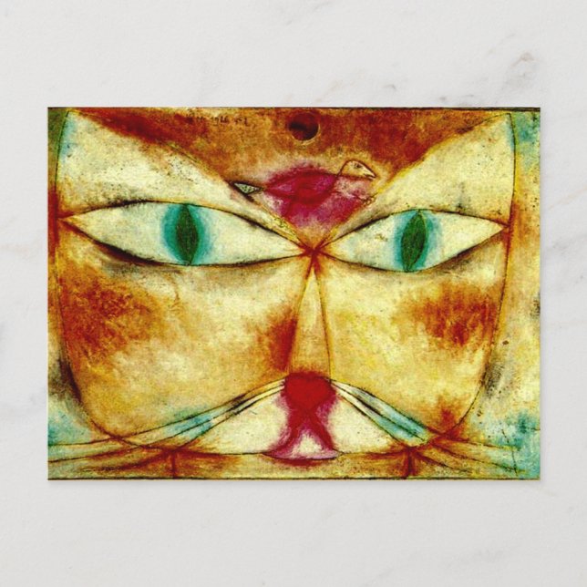 Postal Klee - Gato y pájaro (Anverso)