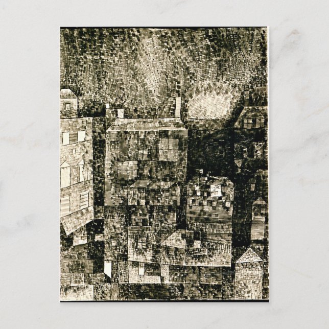 Postal Klee - Impresión nocturna de un pueblo del sur (Anverso)