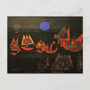 Postal Klee - Los barcos en la noche