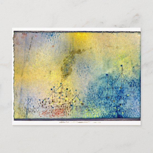 Postal Klee - Noche caliente en el puerto (Anverso)