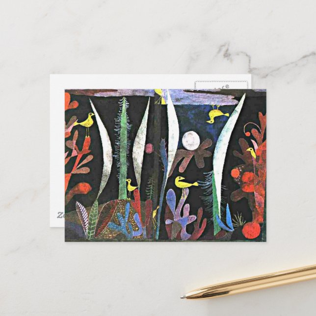 Postal Klee - Paisaje con aves amarillas (Anverso/Reverso In Situ)