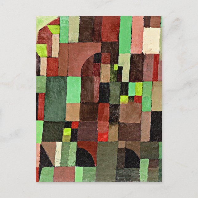Postal Klee - Ritmos rojos, verdes y violetas amarillos (Anverso)
