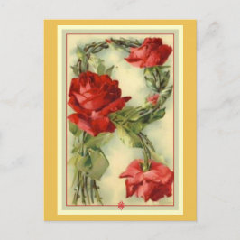 Postal Klein Red Roses Alphabet Vintage