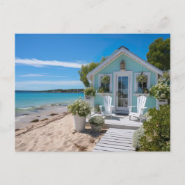 Postal kleines mintfarbenes Strandhaus am Meer