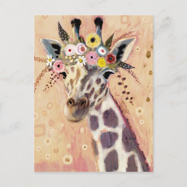 Postal Klimt Giraffe | Adornadas En Flores (Anverso)