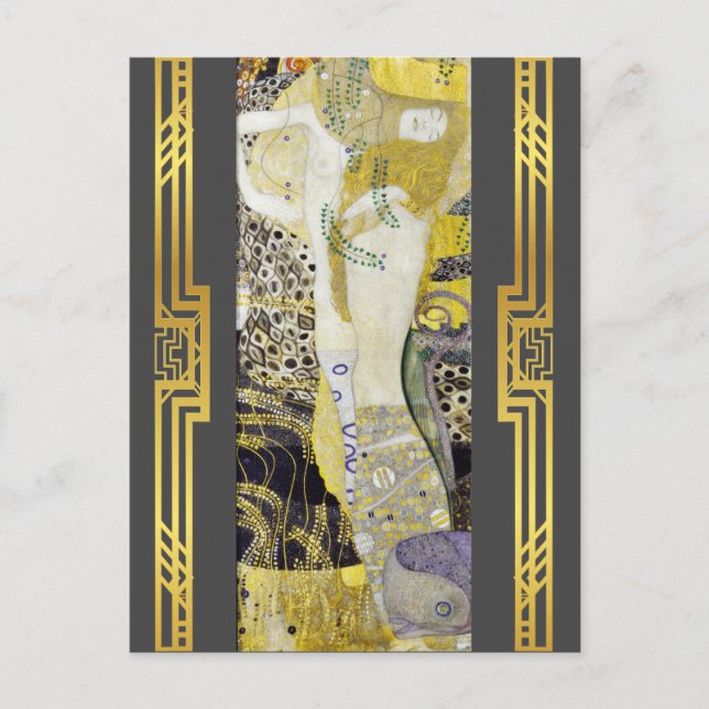 Postal Klimt Restauró El Agua Con Pintura Art Nouveau (Anverso)