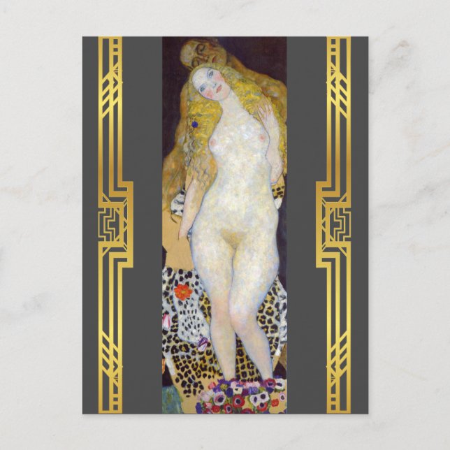 Postal Klimt restauró la pintura bíblica de Adán y Eva (Anverso)