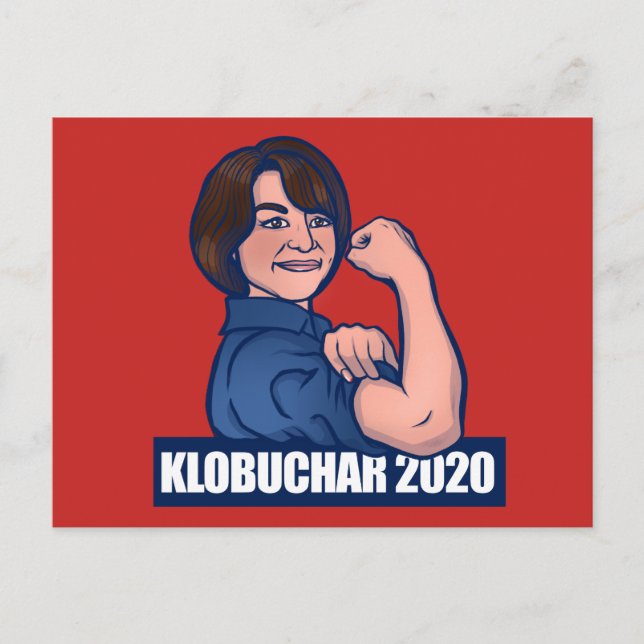 Postal Klobuchar 2020 Rosie The Riveter Parodia Demócrata (Anverso)