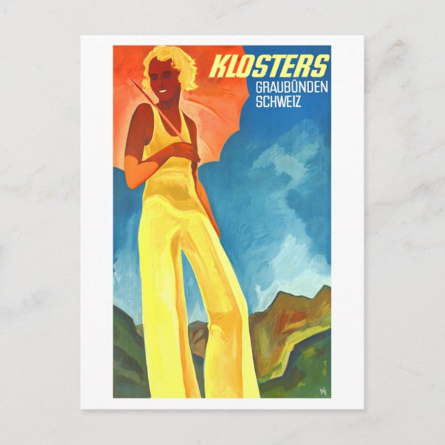 Postal Klosters Graubunden Suiza Vintage (Anverso)