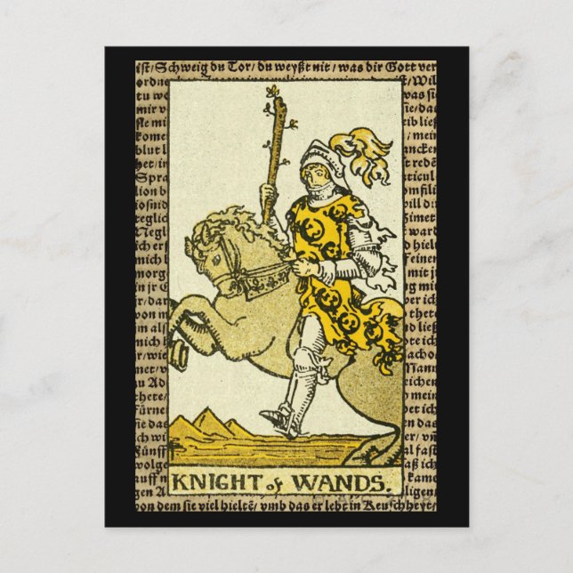 Postal Knight of Wands Tarot (Anverso)