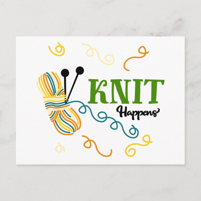 Postal Knit Happens Multicolor Yarn Knitters Funny (Anverso)