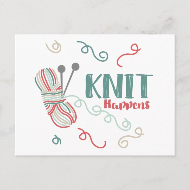 Postal Knit Happens w. Multi-Color Yarn - Knitters Funny (Anverso)