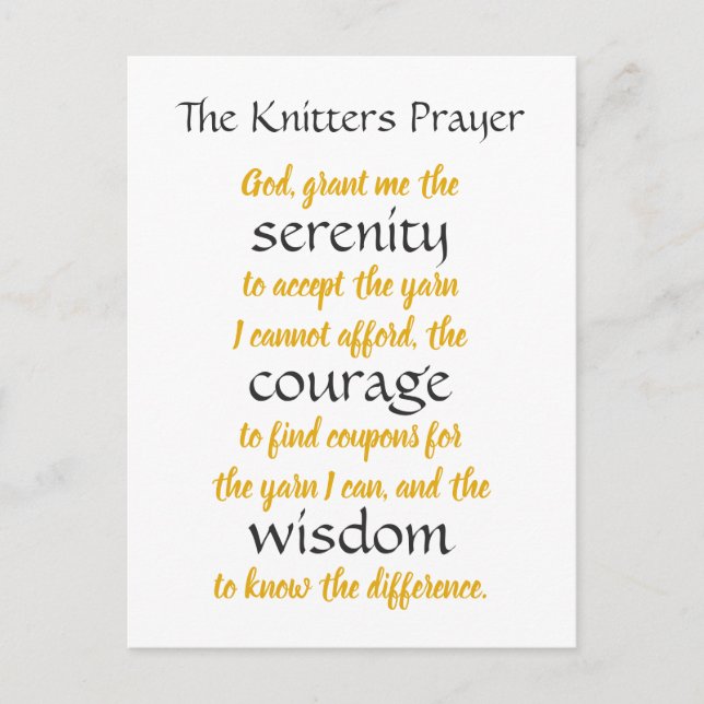 Postal Knitters Prayer Funny (Anverso)