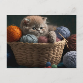Postal Knitting cat postcard