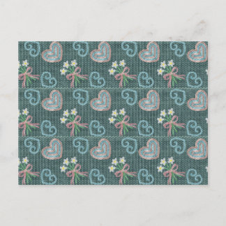 Postal Knitting Style Hand Drawn Postcard