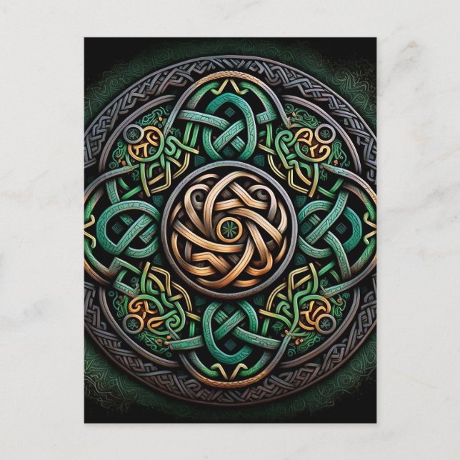 Postal Knot Celtic Green Gold Knotwork (Anverso)