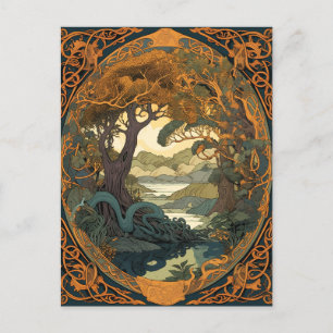 Postal Knotwork del árbol de paisajes de Knot celtic