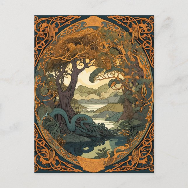 Postal Knotwork del árbol de paisajes de Knot celtic (Anverso)