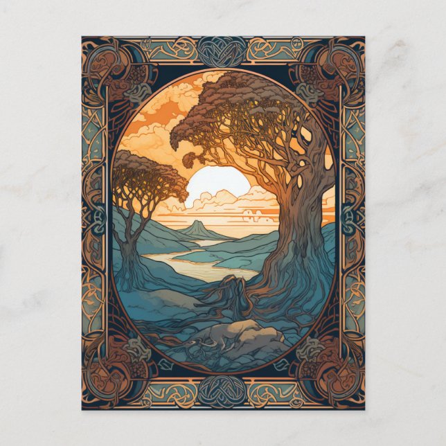 Postal Knotwork del árbol de paisajes de Knot celtic (Anverso)