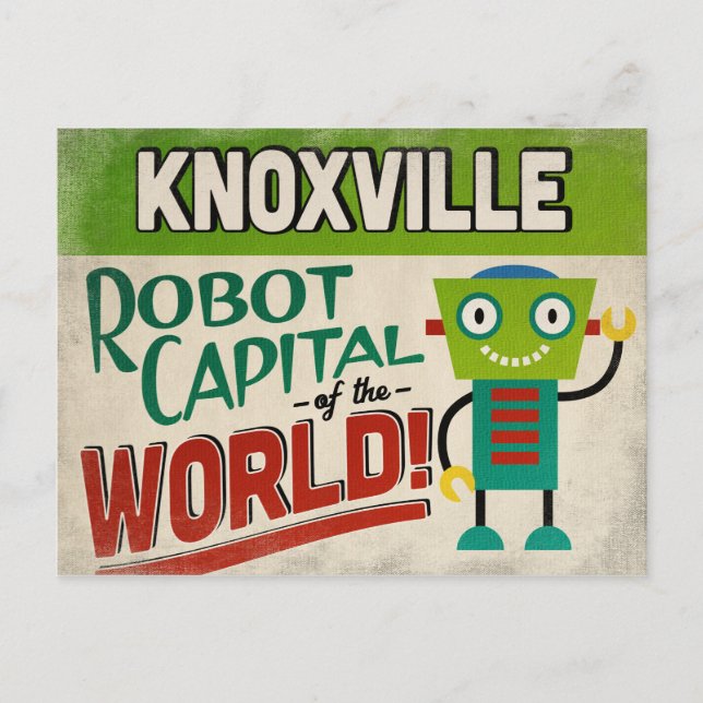 Postal Knoxville Tennessee Robot - Gracioso Vintage (Anverso)