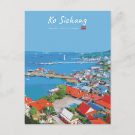 Postal Ko Sichang, Tailandia - Vista vibrante del puerto