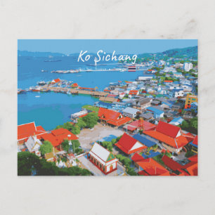 Postal Ko Sichang, Tailandia - Vista vibrante del puerto