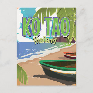 Postal Ko Tao thailand poster de viajes vintage