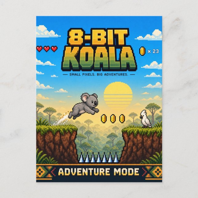 Postal Koala, Arte de Pixel Retro de 8 Bits (Anverso)