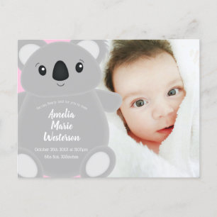 Postal Koala Bear Baby Shower Chica
