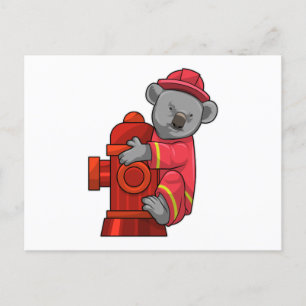 Postal Koala como bombero con hidrógeno