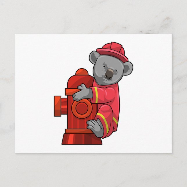 Postal Koala como bombero con hidrógeno (Anverso)