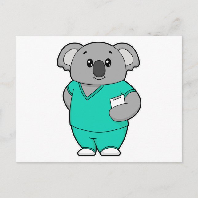 Postal Koala como enfermera con Notepad (Anverso)