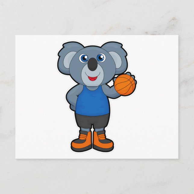 Postal Koala como jugador de baloncesto con baloncesto (Anverso)