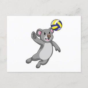 Postal Koala como jugador de voleibol con balón de voleib
