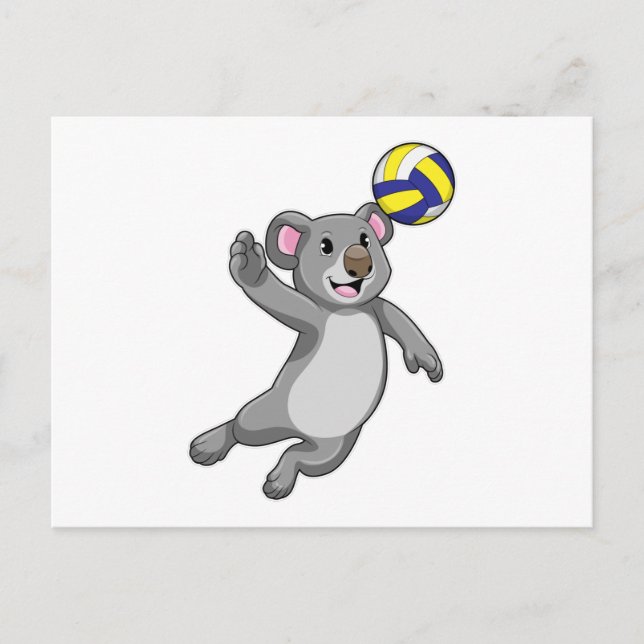 Postal Koala como jugador de voleibol con voleibol (Anverso)