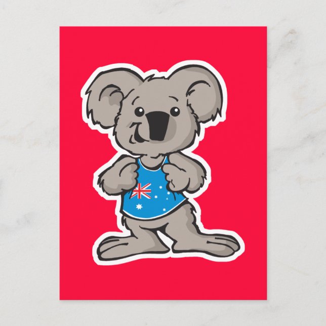 Postal koala con camiseta de Australia (Anverso)
