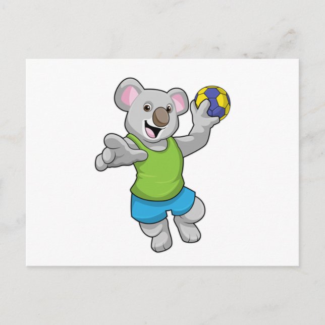 Postal Koala con deportes de balonmano (Anverso)