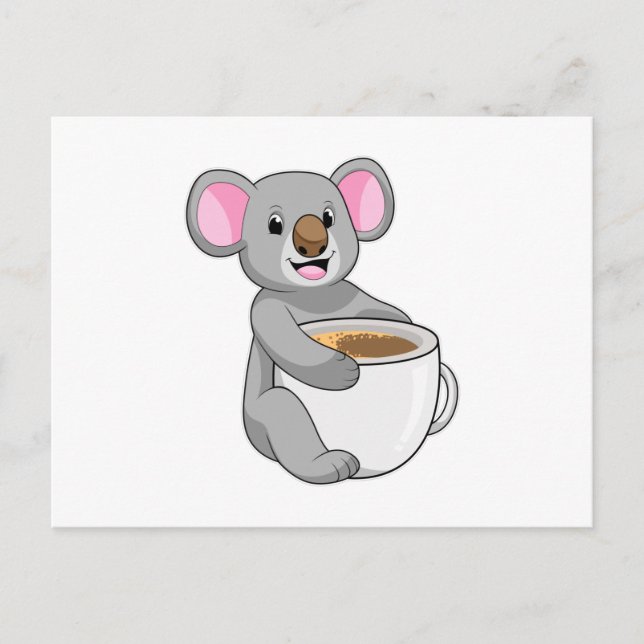 Postal Koala con taza de café (Anverso)