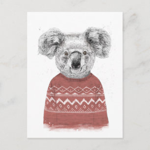 Postal koala de invierno (rojo)