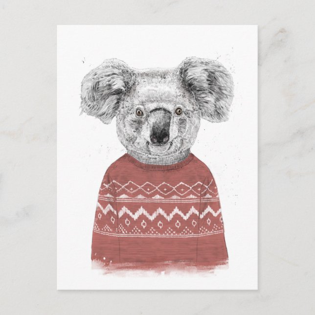 Postal koala de invierno (rojo) (Anverso)