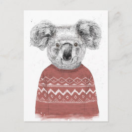 Postal koala de invierno (rojo)
