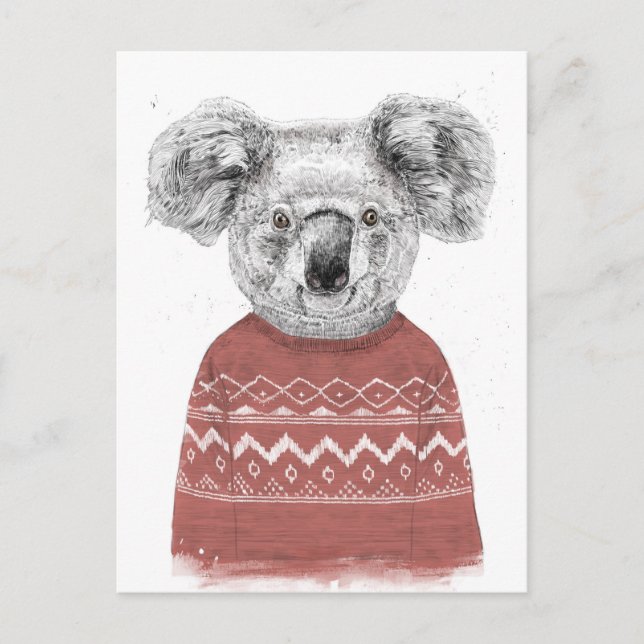 Postal koala de invierno (rojo) (Anverso)