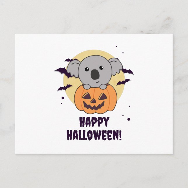 Postal Koala En Calabaza Dulce Koalas Feliz Halloween (Anverso)