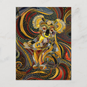 Postal Koala en el estilo de arte de los puntos aborígene