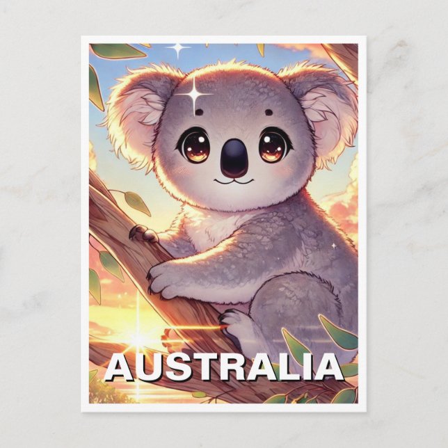Postal Koala en un árbol de Australia Travel (Anverso)