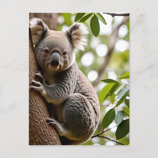 Postal Koala subiendo un árbol (Anverso)
